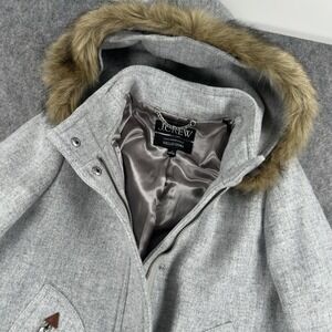 J.Crew Chateau Parka Coat Womens 16 Gray Italian Stadium Cloth Nello Gori Fur